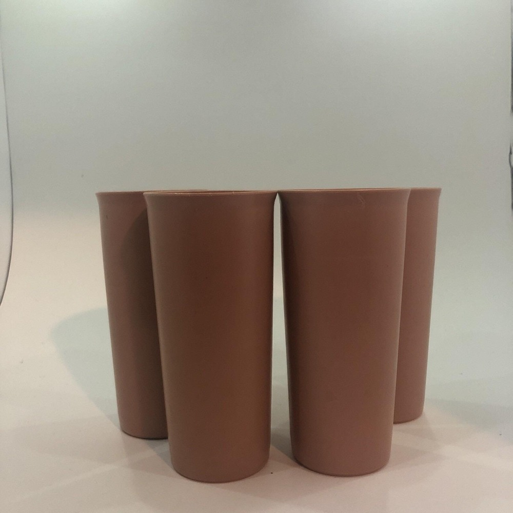 Vintage Tupperware 12 oz Tumblers Drinking Glasses Set of 4 Pastels Rose